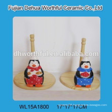 Lovely penguin ceramic tissue holder